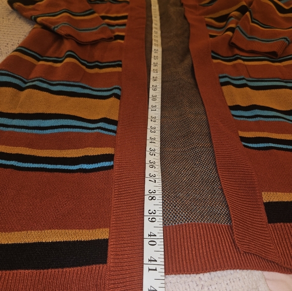 Wrangler Retro Cardigan in Rust with Turquoise and Mustard Accents - Picture 4 of 5